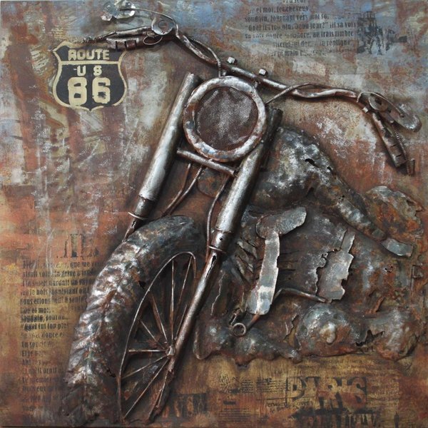 Empire Art Direct Primo Mixed Media Hand Painted Iron Wall Sculpture - Motorcycle 1 EM100287